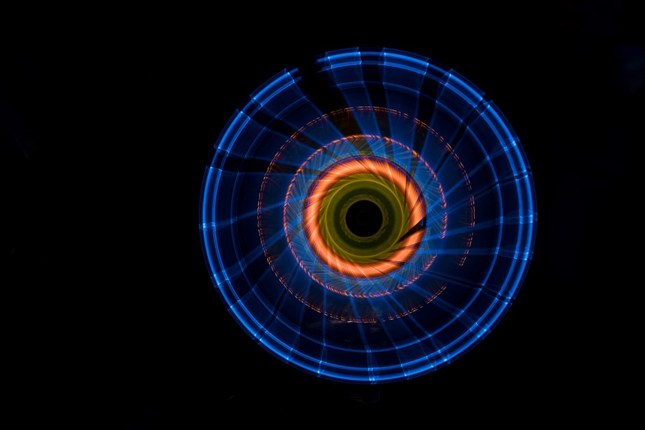 Scheibe-Aus-Licht-Orange-Gelb-Blau-Strukturen